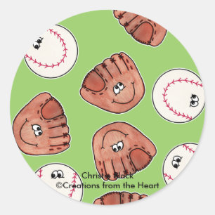 Ball- und HandschuhCollage Runder Aufkleber