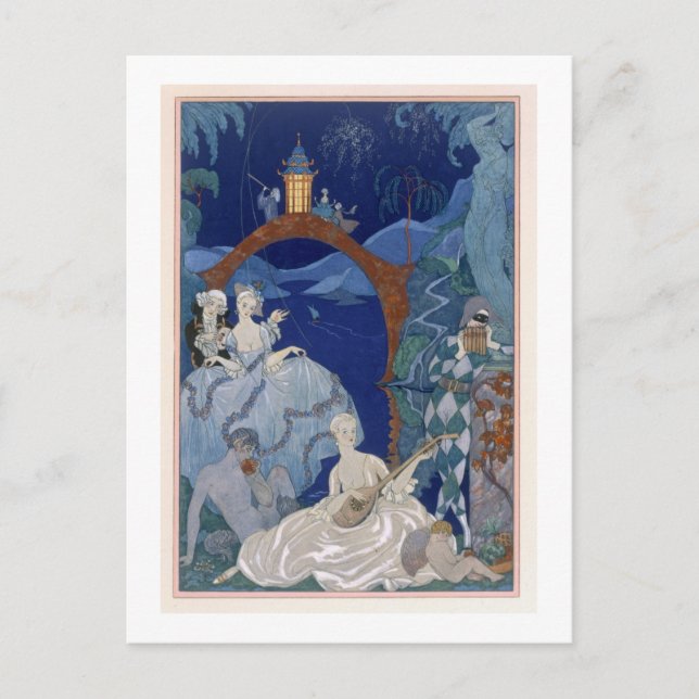 Ball Under the Blue Moon, Illustration für "Fetes Postkarte (Vorderseite)