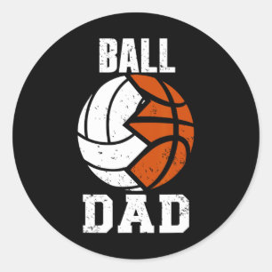 Ball Vater Fun Volleyball Basketball Vater Runder Aufkleber