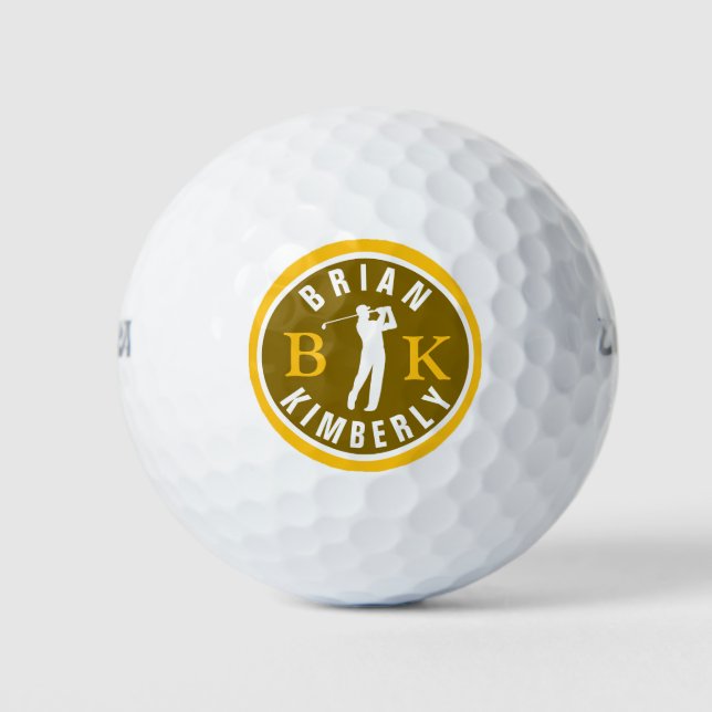 Ball with Golfers Name & initials - cool monogram (Vorderseite)