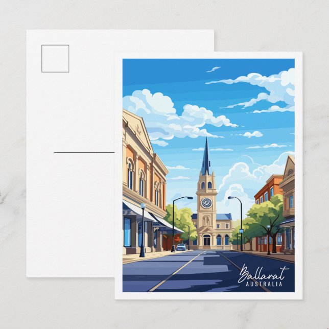 Ballarat Australia Vintage Illustration Postkarte (Vorne/Hinten)
