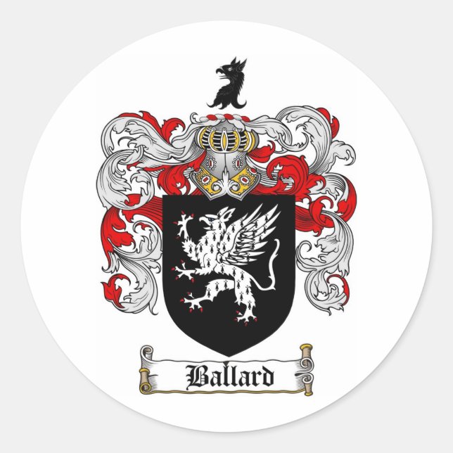BALLARD-FAMILIENWAPPEN - BALLARTCOAT VON WAFFEN RUNDER AUFKLEBER (Vorderseite)