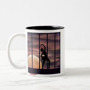 Ballarina am Sonnenuntergang Zweifarbige Tasse