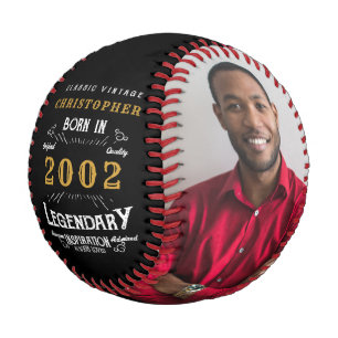 Balle De Baseball 21e anniversaire 2002 Monogramme Nom Photo Légenda