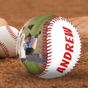 Balle De Baseball 2 Photo Baseball Nom Numéro Équipe Rouge Blanc