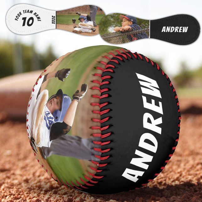 Balle De Baseball 2 Photo Joueur de Baseball Nom Numéro Équipe Noir (Créateur téléchargé)