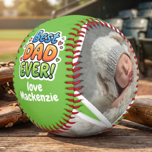 Balle De Baseball 3 Photo et Texte Meilleur Papa Personnalisé