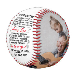 Balle De Baseball À Ma Fille De Papa Maman Citer & Custom 2 Photo
