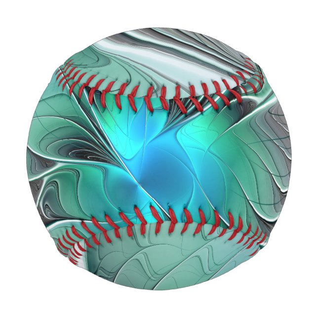 Balle De Baseball Abstrait De Bleu, Art Fractal Moderne (Devant)