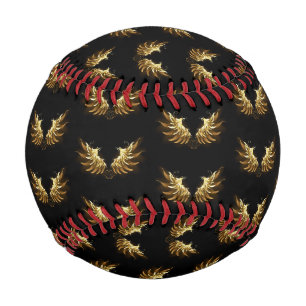 Balle De Baseball Ailes d'Ange d'or sur arrière - plan noir