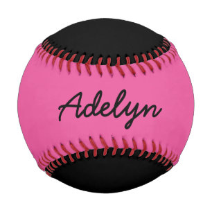 Balle De Baseball Ajouter un nom Custom Black and Pink Baseball