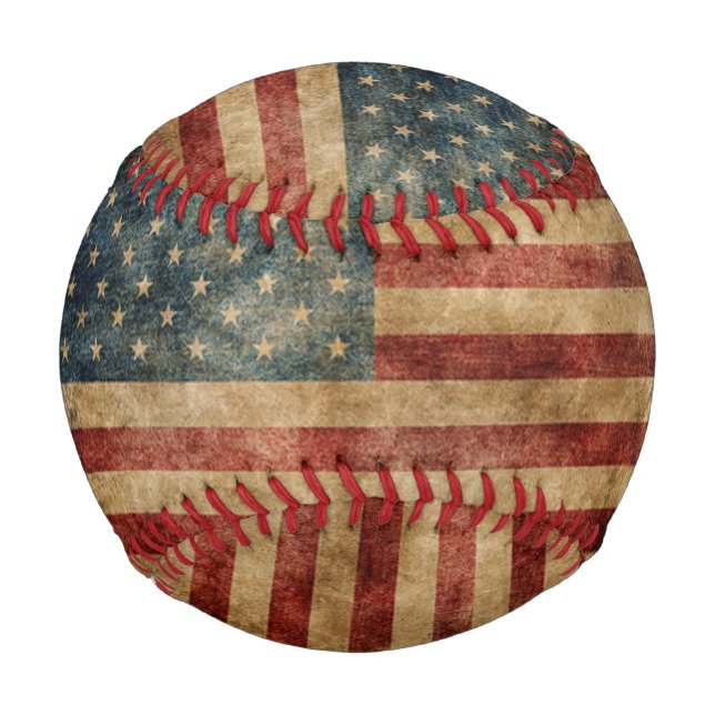 Balle De Baseball amérique rustique, drapeau américain, grunge, vint (Devant)