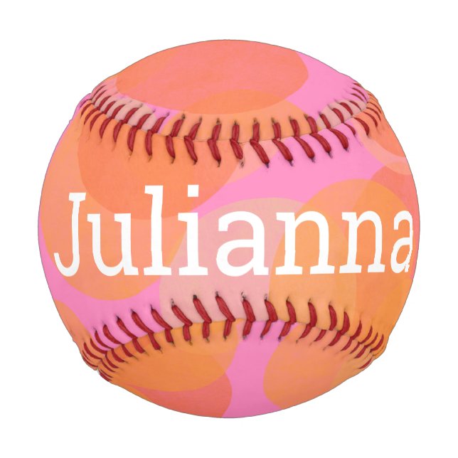 Balle De Baseball Aquarelle Abstraite rose mignonne Fille Nom person (Devant)