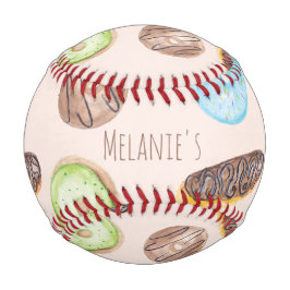 Balle De Baseball Aquarelle Eclair Donuts plaisir Whimiscal Sweet