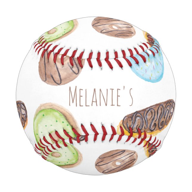 Balle De Baseball Aquarelle Eclair Donuts plaisir Whimiscal Sweet (Devant)