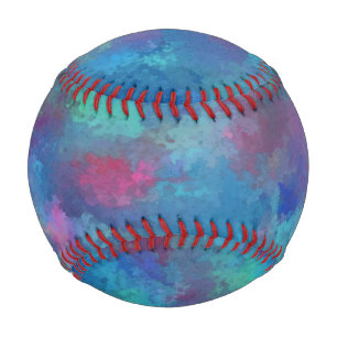 Balle De Baseball Aquarelle Turquoise rose bleue Abstraction