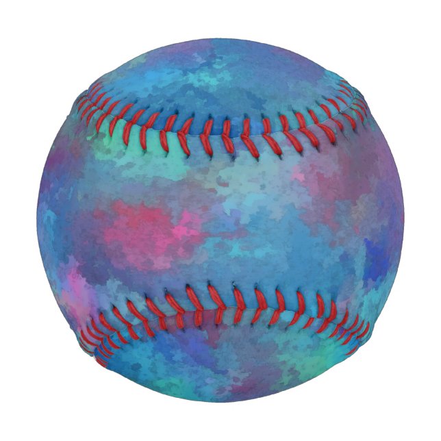 Balle De Baseball Aquarelle Turquoise rose bleue Abstraction (Dos)
