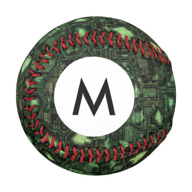Balle De Baseball Arrière - plan de circuit informatique monogramme (Devant Gauche)