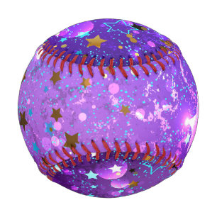 Balle De Baseball Arrière - plan de feuille violet avec étoiles
