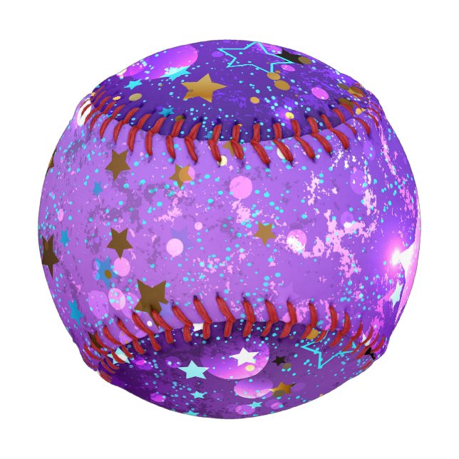Balle De Baseball Arrière - plan de feuille violet avec étoiles (Devant)