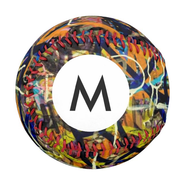Balle De Baseball Arrière - plan de graffitis Monogrammes (Devant Gauche)