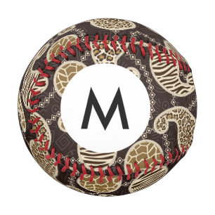 Balle De Baseball Arrière - plan de style Monogram Paisley