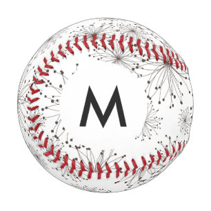 Balle De Baseball Arrière - plan floral Monogram Retro