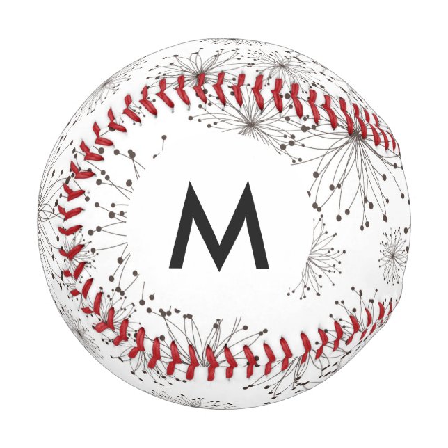 Balle De Baseball Arrière - plan floral Monogram Retro (Devant Gauche)