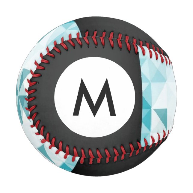 Balle De Baseball Arrière - plan géométrique Abstrait Monogram Blue (Devant Gauche)