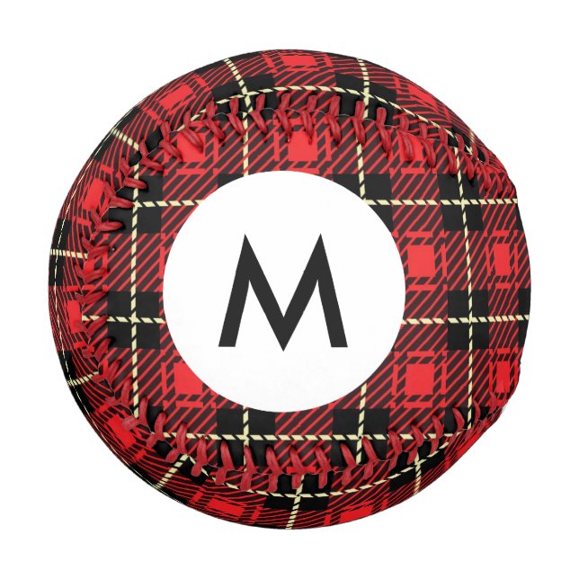Balle De Baseball Arrière - plan monogramme rouge (Devant Gauche)