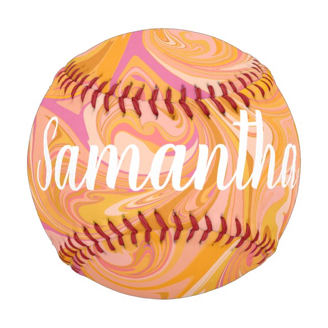 Balle De Baseball Art Abstrait de marbre en marbre jaune (Devant)