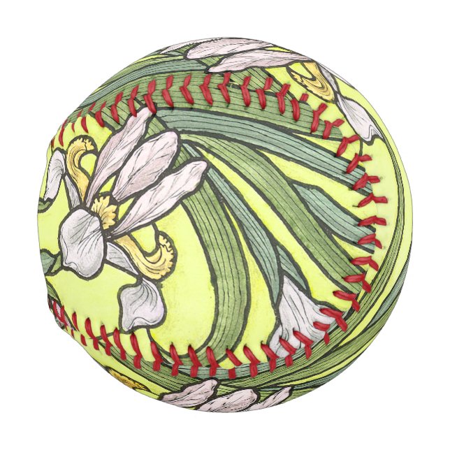 Balle De Baseball Art Nouveau Fleurs Iris Baseball Floral (Devant Droite)