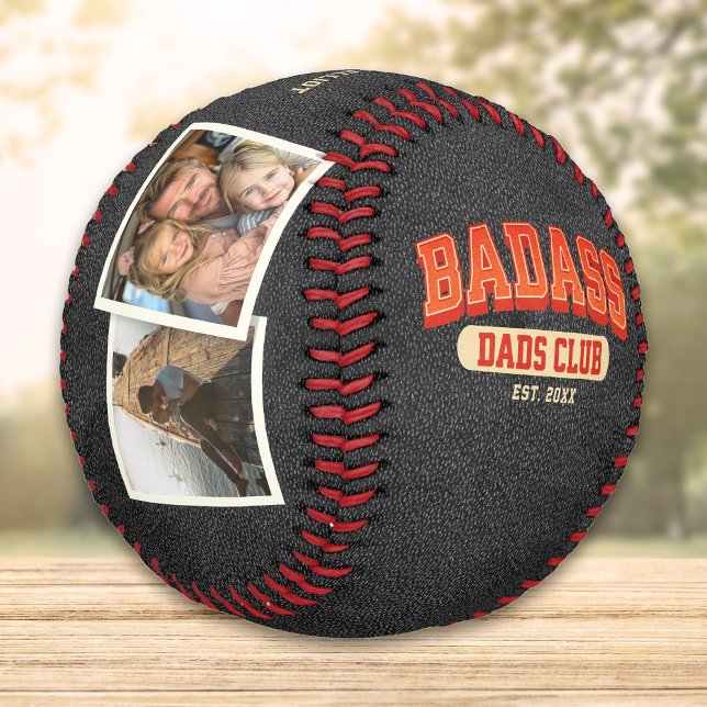 Balle De Baseball Badass Papa Club Retro Cool Photo Collage (Créateur téléchargé)