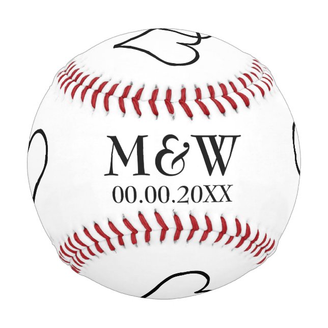 Balle De Baseball Base-ball monogramme personnalisé pour le mariage  (Devant)