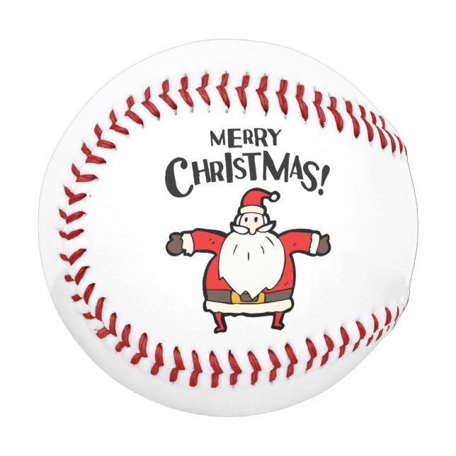 Balle De Baseball Baseball Joyeux Noël avec le Père Noël (Devant Gauche)