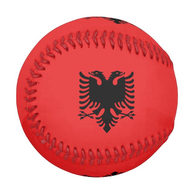 Balle De Baseball Baseball patriotique avec drapeau d'Albanie (Devant Gauche)