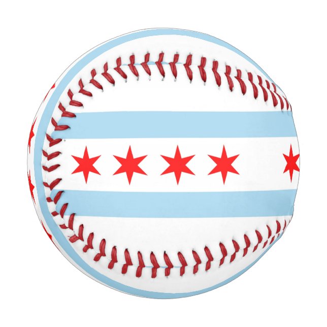 Balle De Baseball Baseball patriotique avec drapeau de Chicago, USA (Devant Gauche)
