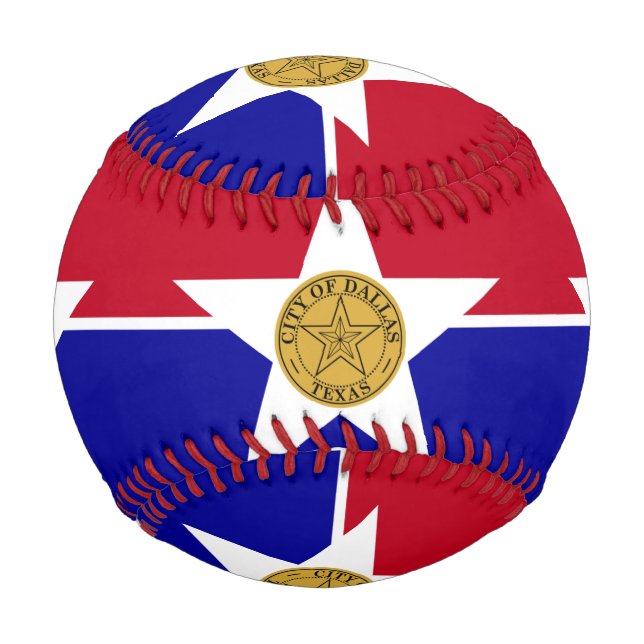 Balle De Baseball Baseball patriotique avec drapeau de Dallas (Devant)