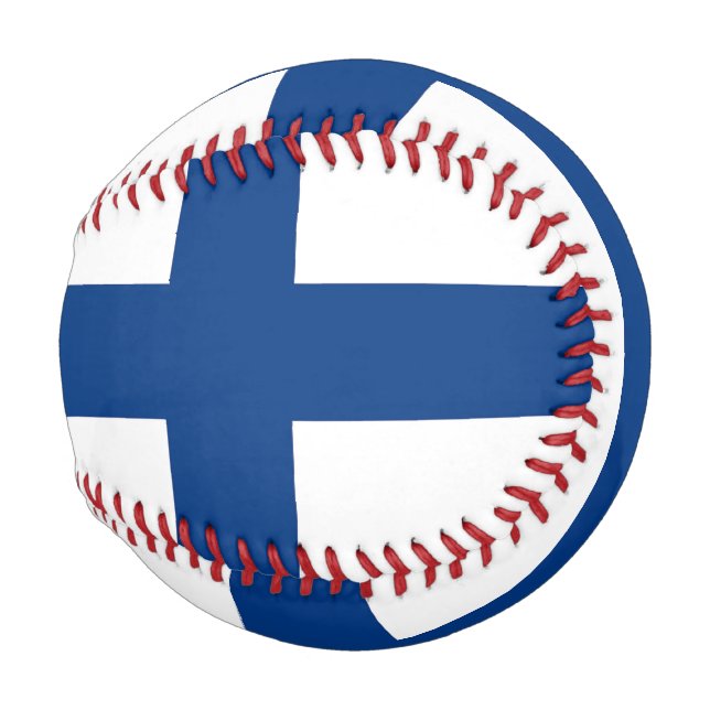 Balle De Baseball Baseball patriotique avec drapeau de la Finlande (Devant Droite)