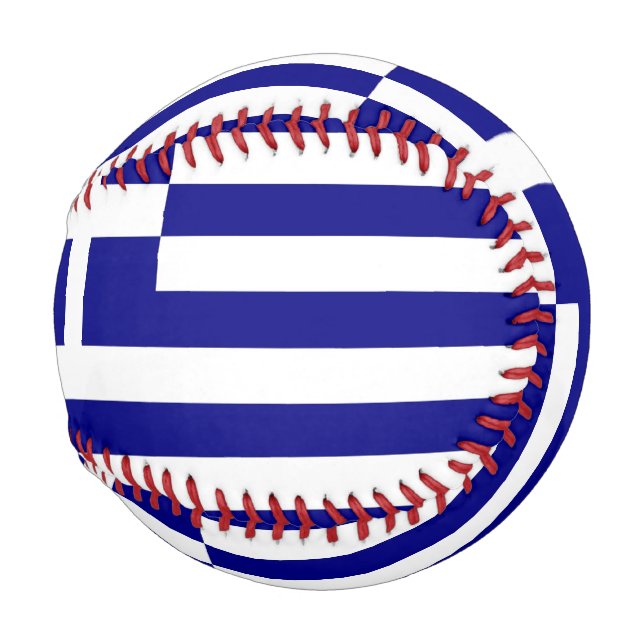 Balle De Baseball Baseball patriotique avec drapeau de la Grèce (Devant Droite)