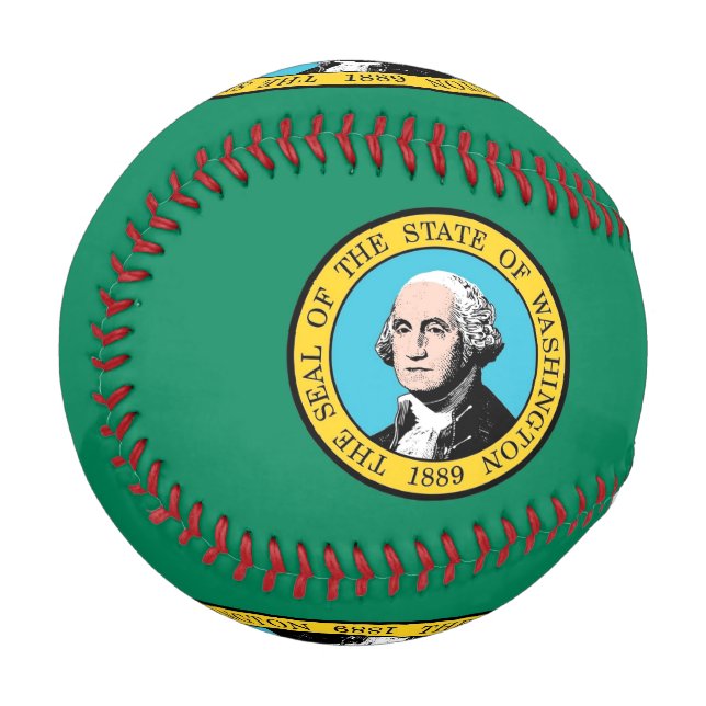 Balle De Baseball Baseball patriotique avec drapeau de l'État de Was (Devant Gauche)