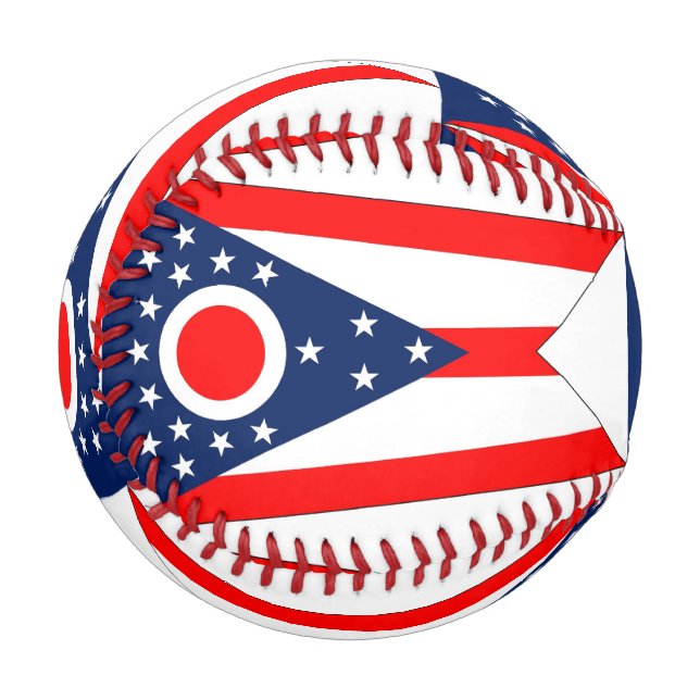 Balle De Baseball Baseball patriotique avec drapeau de l'Ohio (Devant Gauche)