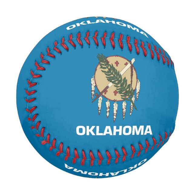 Balle De Baseball Baseball patriotique avec drapeau de l'Oklahoma (Devant Gauche)