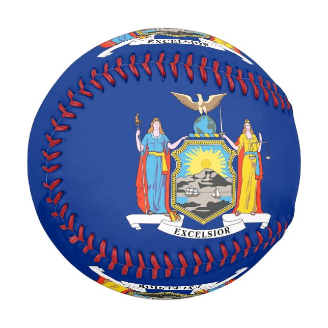 Balle De Baseball Baseball patriotique avec drapeau de New York (Devant Gauche)