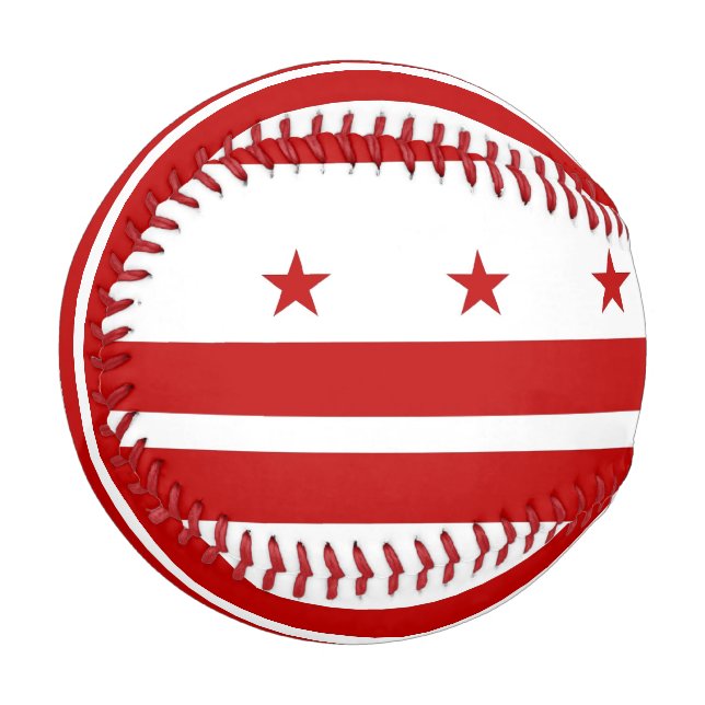 Balle De Baseball Baseball patriotique avec drapeau de Washington DC (Devant Gauche)