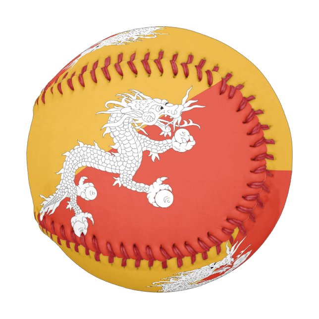 Balle De Baseball Baseball patriotique avec drapeau du Bhoutan (Devant Droite)