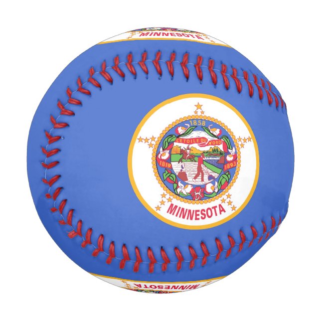 Balle De Baseball Baseball patriotique avec drapeau du Minnesota, US (Devant Gauche)