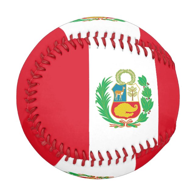 Balle De Baseball Baseball patriotique avec drapeau du Pérou (Devant Gauche)