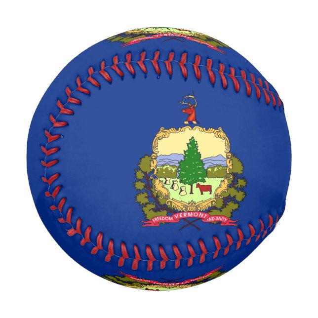 Balle De Baseball Baseball patriotique avec drapeau du Vermont (Devant Gauche)