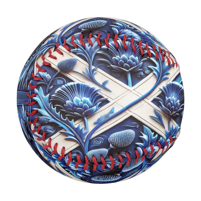Balle De Baseball Baseball patriotique avec Scottish Thistles Design (Devant Gauche)